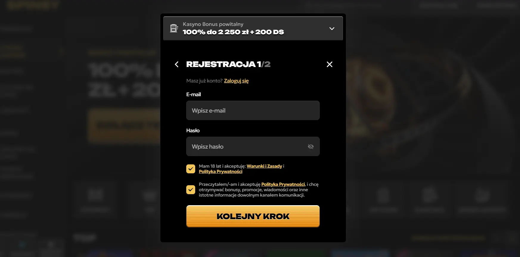 Rejestracja i logowanie w kasynie online